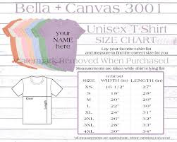 Bella Canvas Size Chart Mockup 3001 Unisex Crewneck T Shirt Purple Text And White Wooden Background