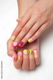 bright summer nail design french