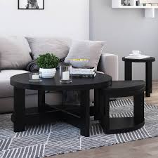 Nest the smaller table inside their larger counterpart or arrange separately for maximum table space when the company's coming. Zayante Rustic Solid Wood Round Nesting Coffee Table Set Of 3
