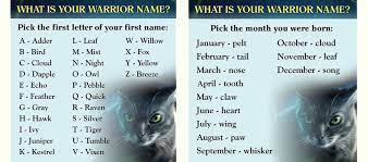 find out your warrior name warrior cats
