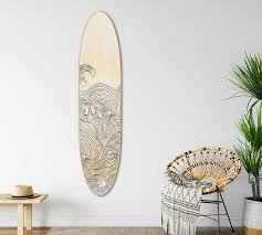 Wave Design Surfboard Wall Art