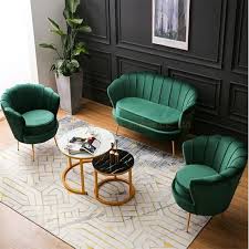 Modern Green Velvet Double Seat Design