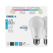 Cree 60w Equivalent Daylight 5000k A19 Dimmable Exceptional Light Quality Led Light Bulb 2 Pack Ta19 08050mdfh25 12de26 1 12 The Home Depot