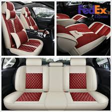Red Pu Leather 5 Seats Car Seat Covers