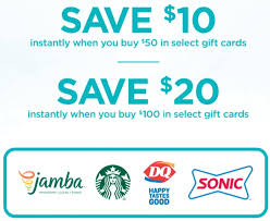 Starbucks gift cards, multipack of 4. Expired Brookshire Brothers Buy 50 100 Select Gift Cards Save 10 20 Starbucks Sonic Dairy Queen Jamba Juice Gc Galore