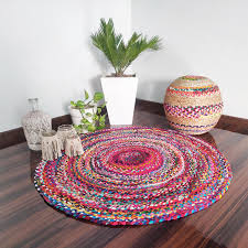 rag rug in colorful chindi braided