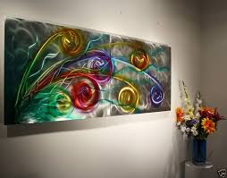 Large Multi Panel Swirl Painting Metal