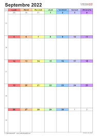 Calendrier septembre 2022 Excel, Word et PDF - Calendarpedia
