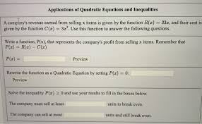 Of Quadratic Equations And Inequalities