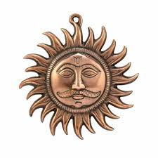 Copper Sun Face Wall Hanging Statue