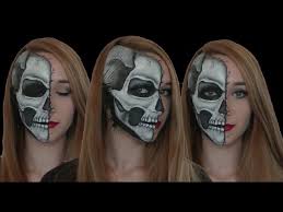 half skull face art tutorial you