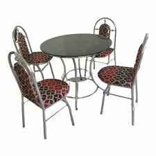 Stainless Steel Glass Dining Table Set