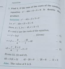 Sum Of Roots Of A Quadratic Equation Is