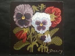 Beautiful Elizabeth Bradley Needlepoint Chart And Yarn Color Card The Pansy Ebay