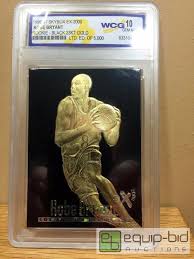 Kobe bryant rookie card gallery. Kobe Bryant Rookie 1996 97 Skybox Ex 2000 Black Gold 23kt Gold Card Gem Mint 10 Graded Value 150 Amazing Sports Card Collectibles Auction Graded Cards Autographs Royals