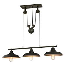 Westinghouse Iron Hill 3 Light Oil Rubbed Bronze Island Pulley Pendant 6332500 The Home Depot