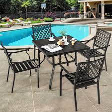 Gymax 5pcs Patio Dining Set Stackable