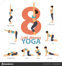 infographic of 8 yoga poses for after