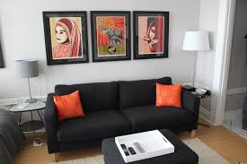 Simple But Elegant Living Room Black Couch Nice Art