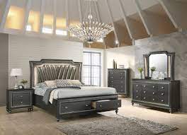 Lancelot standard configurable bedroom set. Glam Queen Storage Bedroom Set 3p W Led Lights Metallic Grey 27280q Kaitlyn Acme Kaitlyn 27280q Set 3