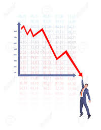 Businessman On Falling Down Chart