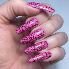 pink leopard nail foil lecenté gel