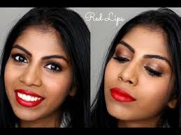 red lips tutorial simple makeup look