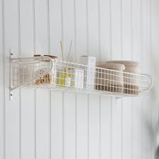 White Wire Wall Mounted Basket Shelf