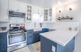 a tidy blue and white ikea kitchen design