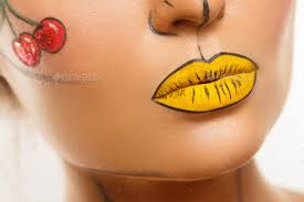 female lips with creative pop art