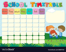 timetable template with kids