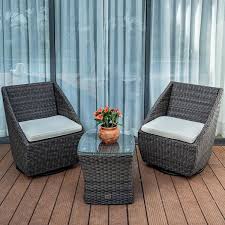 Outdoor Bistro Set With White Cushions