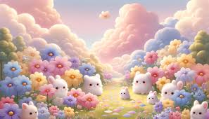 cute aesthetic bunny flower fantasy
