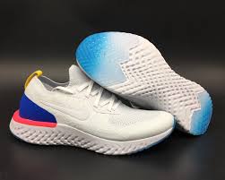 Nike white epic react uk 8 eur 42.5 rare grey. Nike Epic React Flyknit Running Shoes White Racer Blue Pink Blast Missgolf