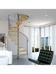 Spiral stairs boast the unmistakable design of having treads wind around a central pole, and typically have a handrail on the outer side only. Gamia Wood Spiral Staircase 1400mm Diameter Silver