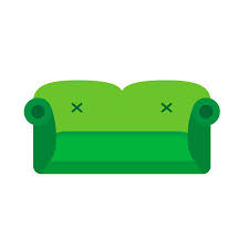 Sofa Green Front View Vector Flat Icon