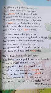 the poem name is the bridge builder can