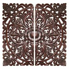 Carved Square Wooden Wall Panel For