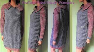 Tuto Tricot Robe Femme manches Raglan en côtes 2/2 et côtes 2/2 point  Mousse tailles 34 à 48 - YouTube