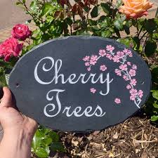 Cherry Blossom Slate House Sign Snobs