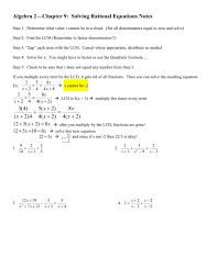 Algebra 2 Chapter 9 Solving Rational