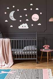 Pink Moon Stars And Clouds Wall Decal
