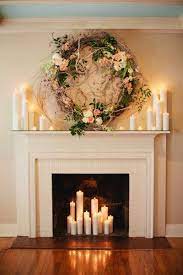 Decor Candles In Fireplace