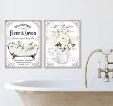 Set Of 2 White French Bathroom Wall Art