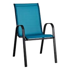 stackable teal sling patio chair