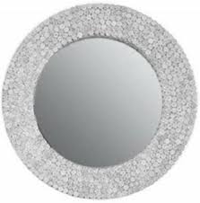 white paper small round wall mirror