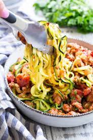 zucchini noodles with sausage tomato