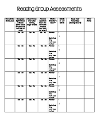 Guided Reading Assessment Chart