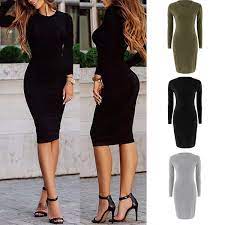Get the best deal for women's fall bodycon from the largest online selection at ebay.com. Fashion Autumn Women Casual Long Sleeve Bodycon Dresses Ladies Round Neck Knee Length Dresses Wish