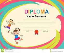 Kids Diploma Certificate Background Design Template Stock